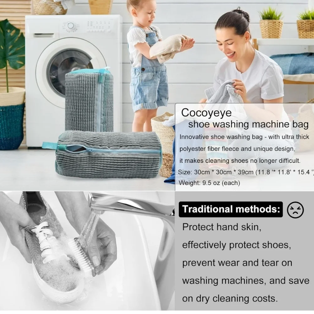 Mesh Laundry Shoe Wash Bag‎ - Gray 2pc Set
